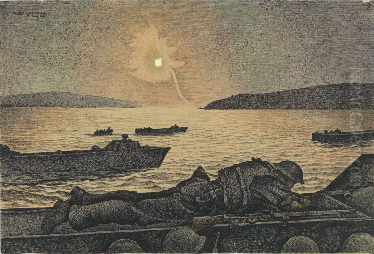 A German Flare Goes Up Oil Painting by Alex Colville