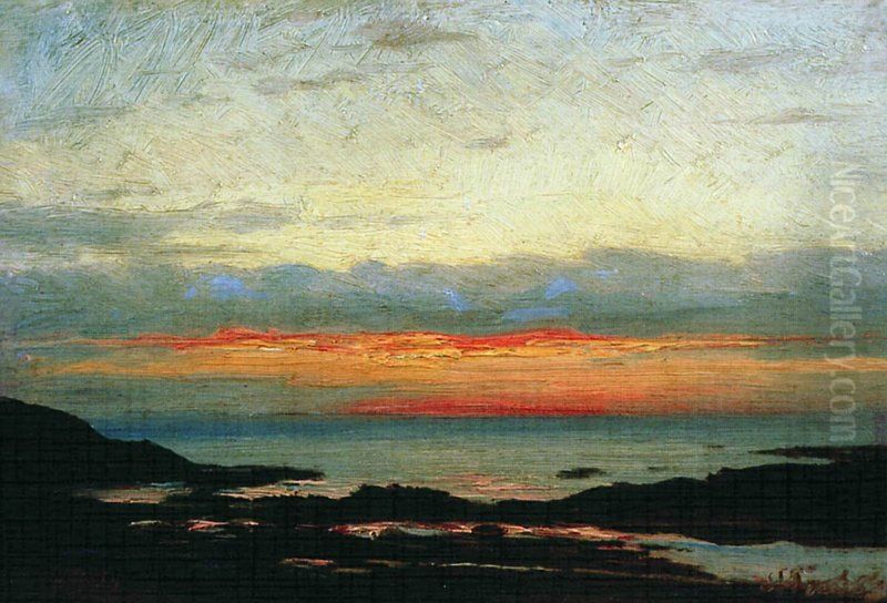 Evening in Pornic Oil Painting by Alexey Bogolyubov