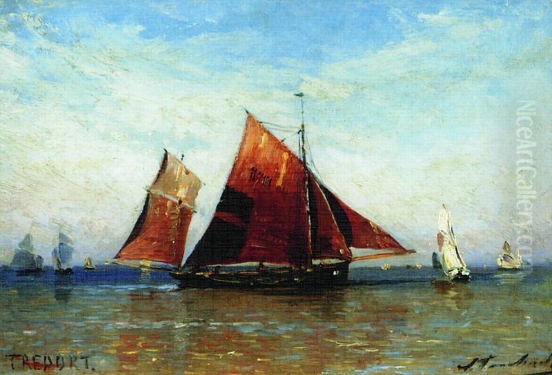 Fishermen in Treport Oil Painting by Alexey Bogolyubov