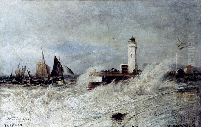 High Tide in Treport Oil Painting by Alexey Bogolyubov