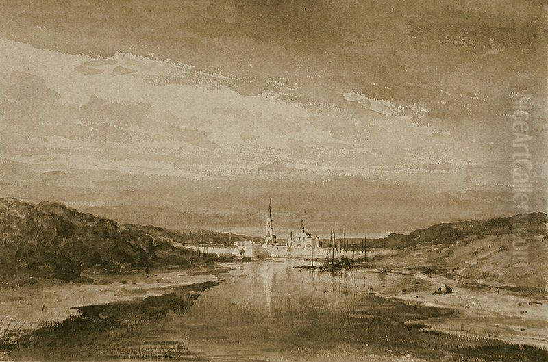 Monastery on the Riverbank Oil Painting by Alexey Bogolyubov