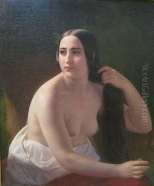 Girl with wet hair Oil Painting by Alexey Vassilievich Tyranov