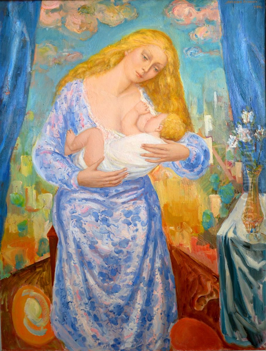 Motherhood Oil Painting by Aliaxey Kuzmich