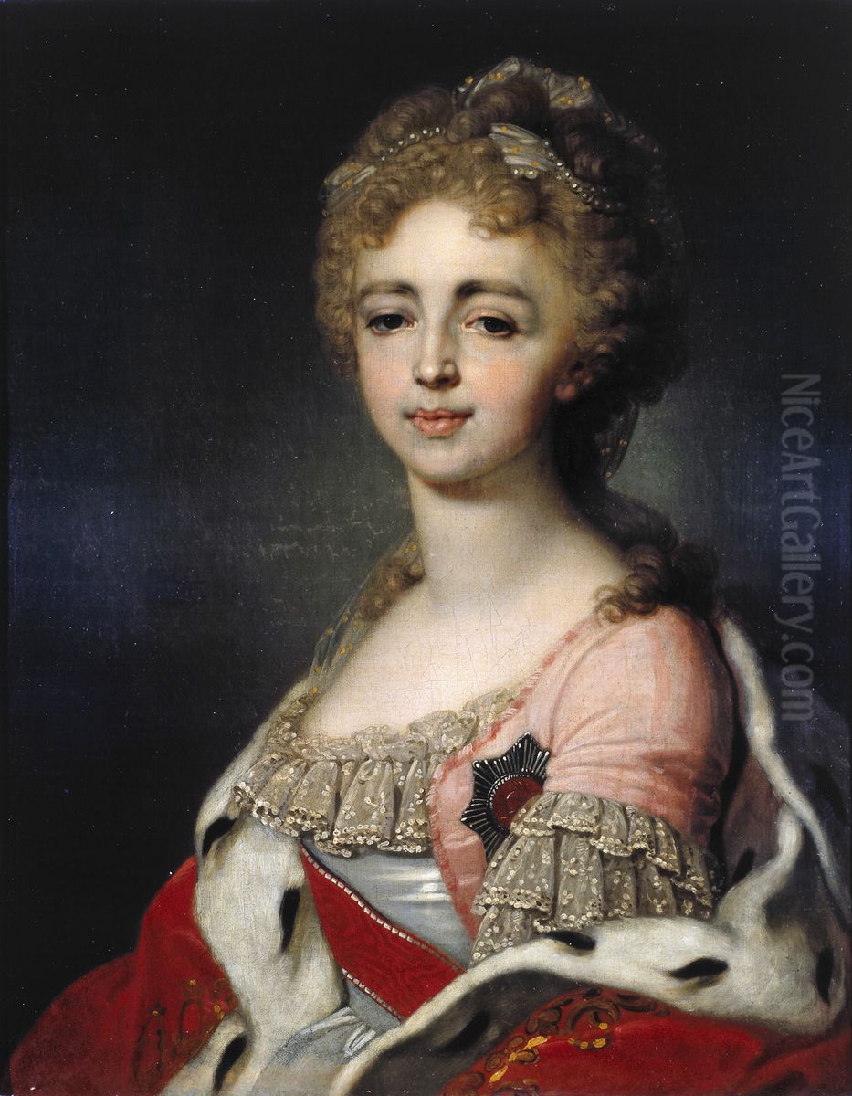 Portrait ofGrand Duchess Alexandra Pavlovna of Russia(1783-1801) Oil Painting by Vladimir Borovikovsky