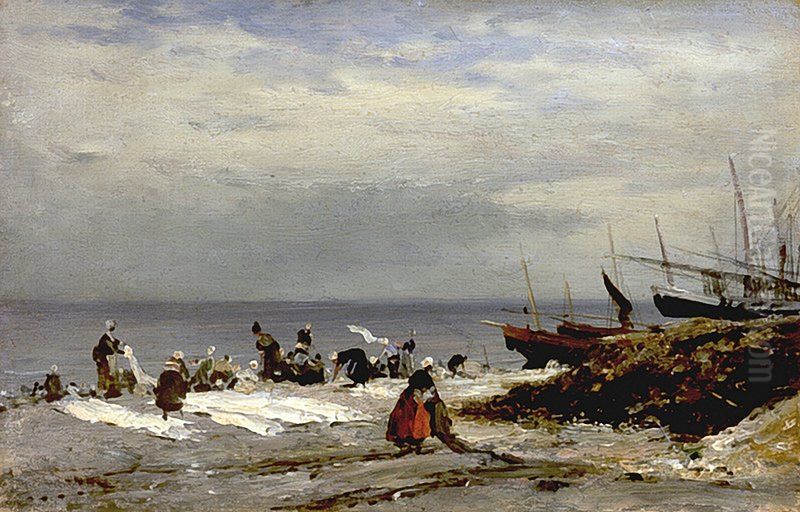 Washerwomen in Etretat Oil Painting by Alexey Bogolyubov