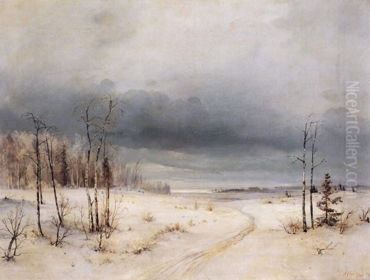 <<Zima>> Oil Painting by Alexei Kondratievich Savrasov