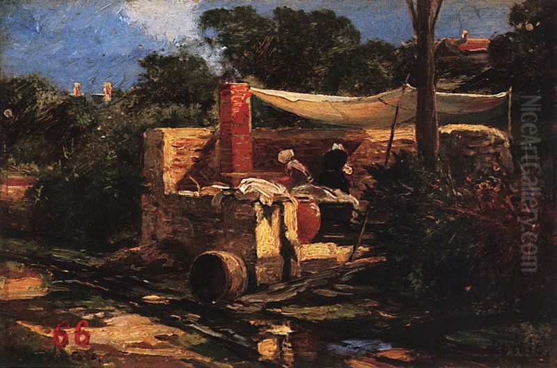 Washerwomen in Pornic, Bretagne Oil Painting by Alexey Bogolyubov