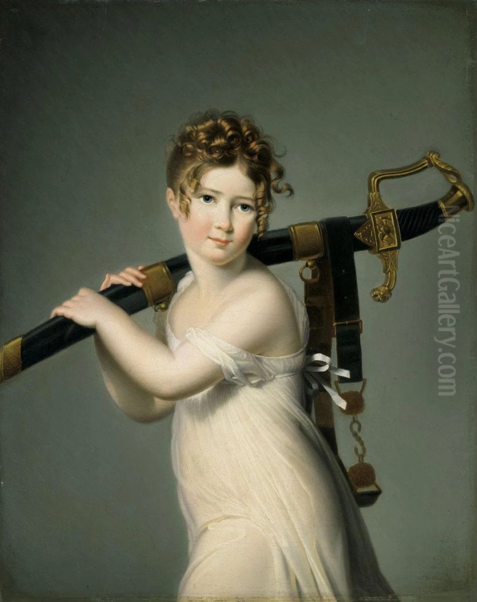 A Girl Carrying her Father's Sword Oil Painting by Jeanne-Elisabeth Chaudet