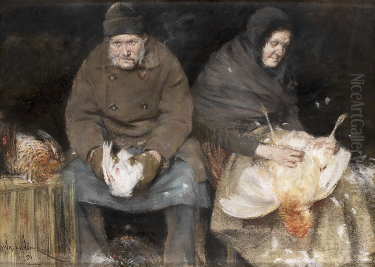 Fagelhandlare Oil Painting by Alf, Alfred Wallander