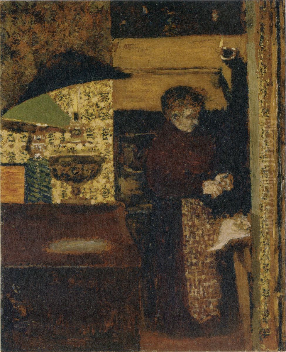 Madame Vuillard Peeling Potatoes ri ben yu: shuwomukuvu~yuiyaru fu ren Oil Painting by Jean-Edouard Vuillard