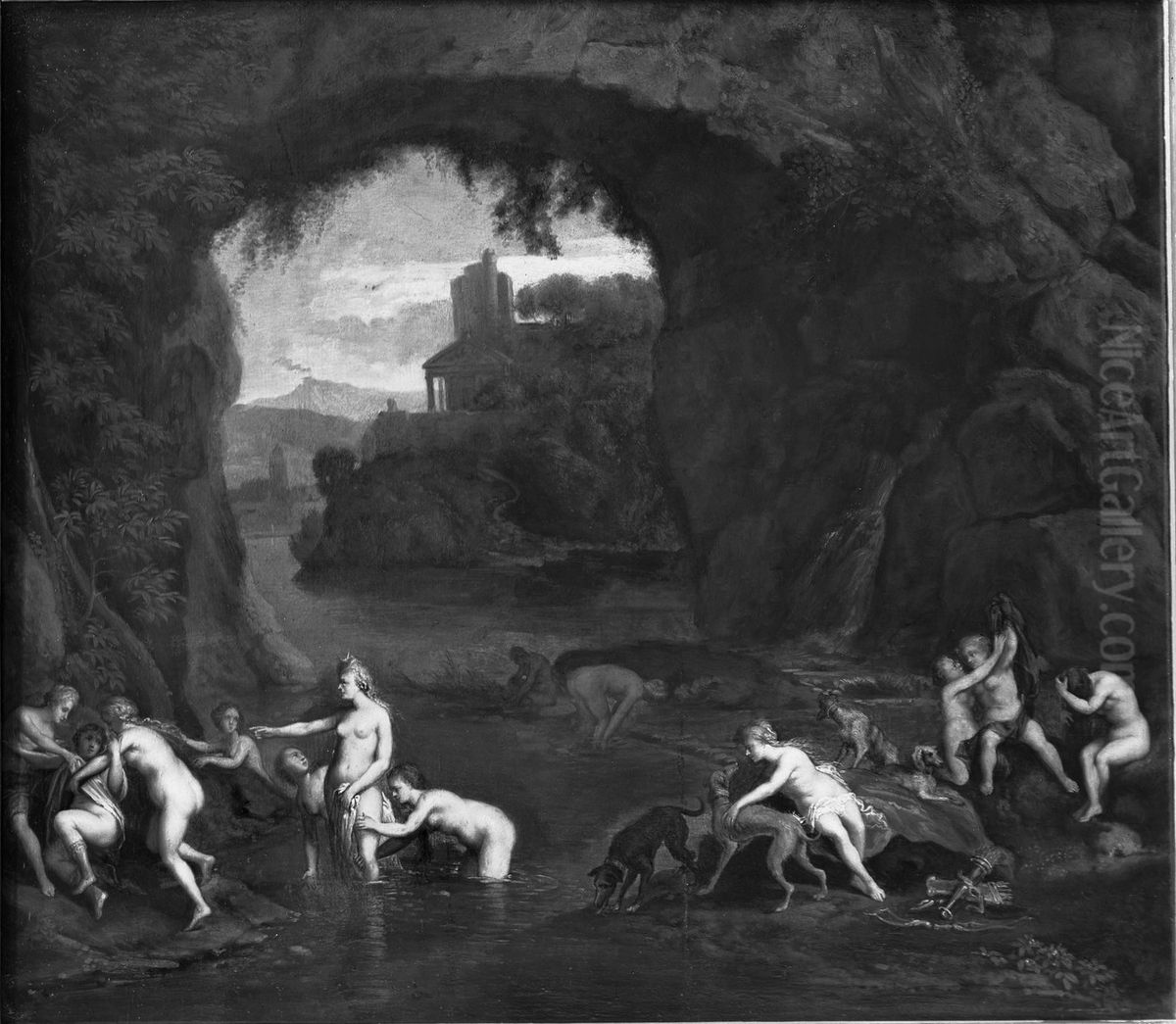 Landscape with Diana and Callisto Oil Painting by Francisque Millet