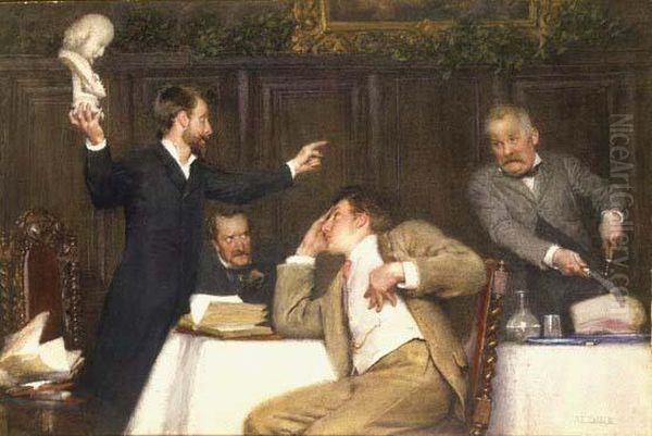 Shakespeare or Bacon Oil Painting by Alfred Edward Emslie