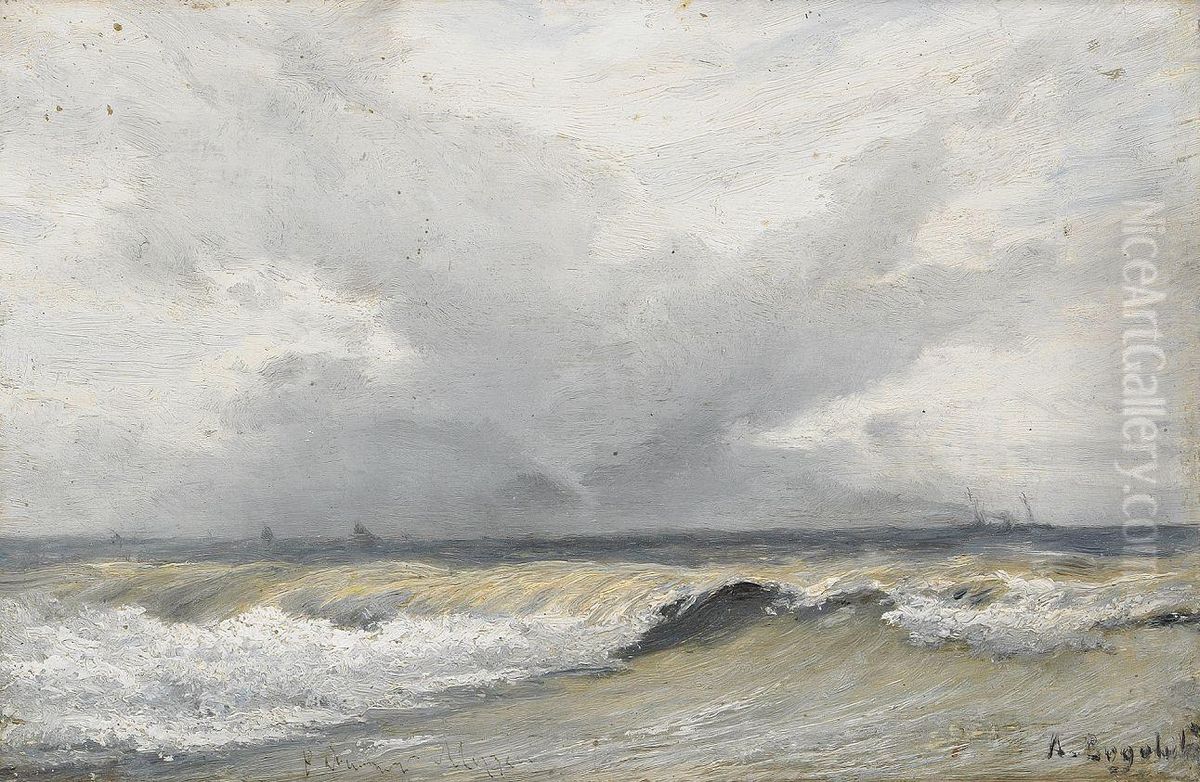 Coastal sceneru=Pribreznye sceny Oil Painting by Alexey Bogolyubov