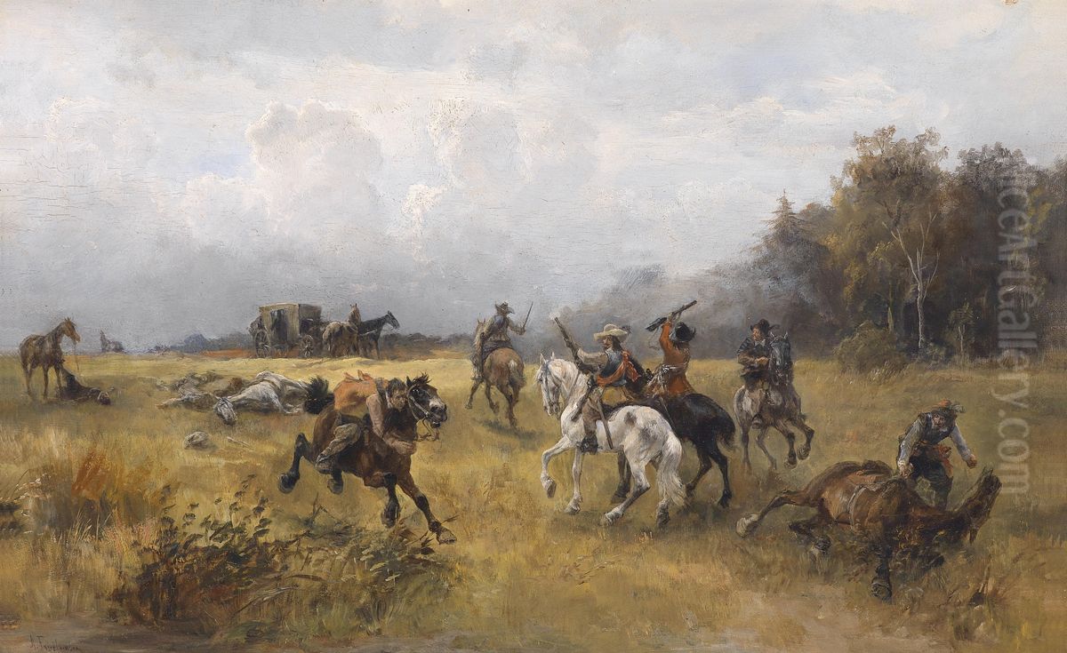 Nach dem Uberfalle Oil Painting by Alfred Friedlander