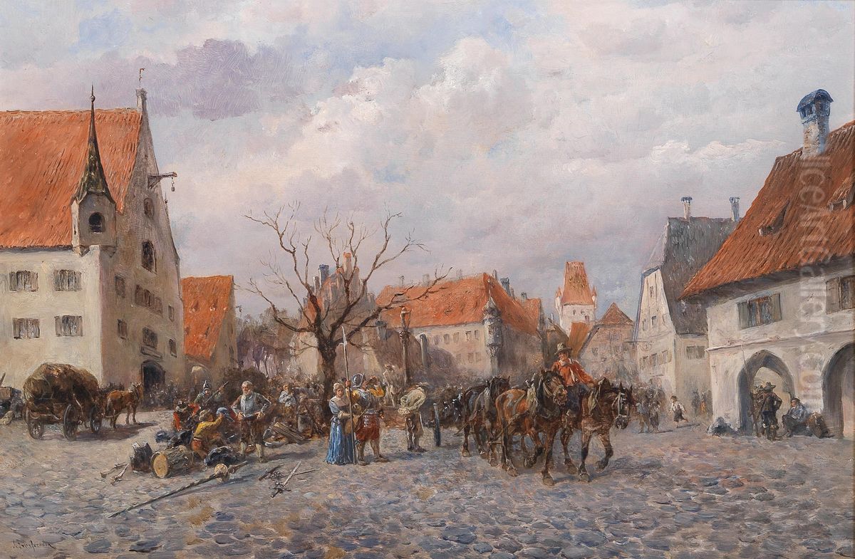 The Town Under Siege Oil Painting by Alfred Friedlander