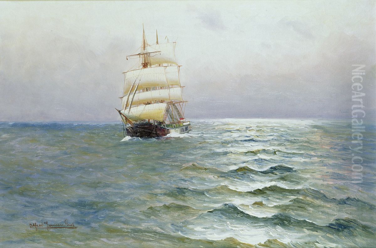 Tall Ship Oil Painting by Alfred Jensen