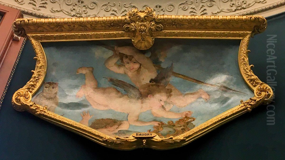 Amours portant les attributs de Minerve Oil Painting by Paul-Jacques-Aime Baudry