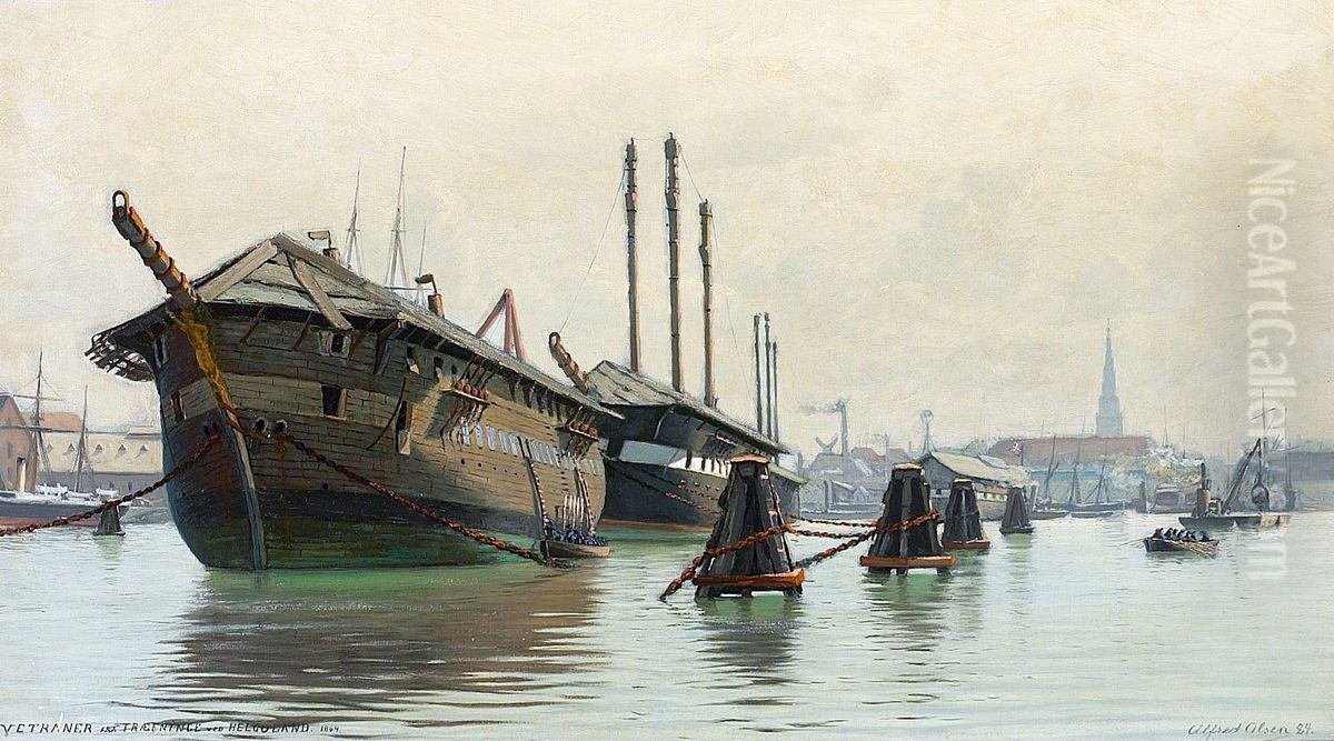 Veterans of the 1864 battle of Heligoland. Oil Painting by Alfred Olsen