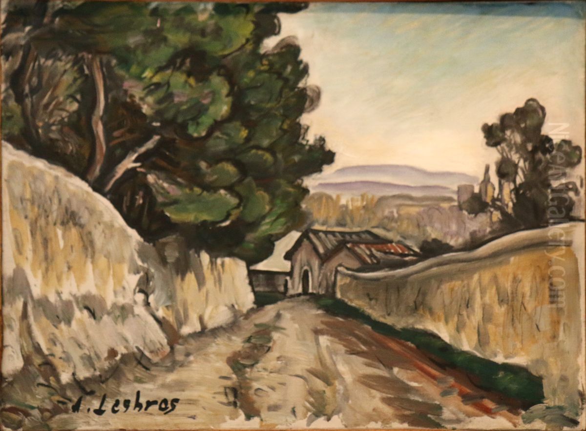 Rue a Villeneuve-les-Avignon Oil Painting by Alfred Lesbros