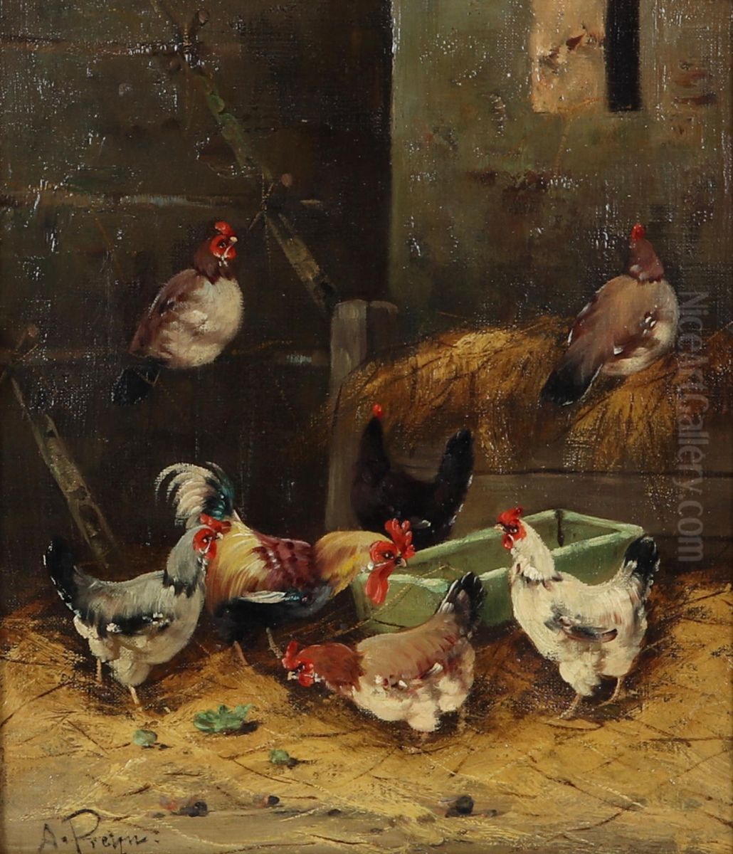 Huhnerhof Oil Painting by Unidentified location