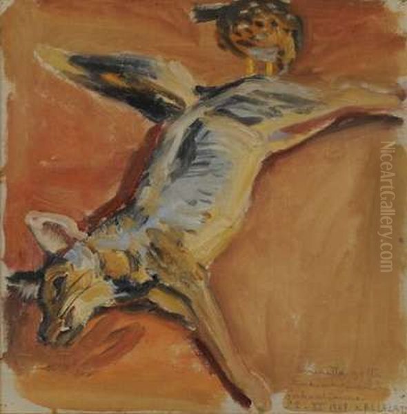 First Jackal Oil Painting by Akseli Valdemar Gallen-Kallela