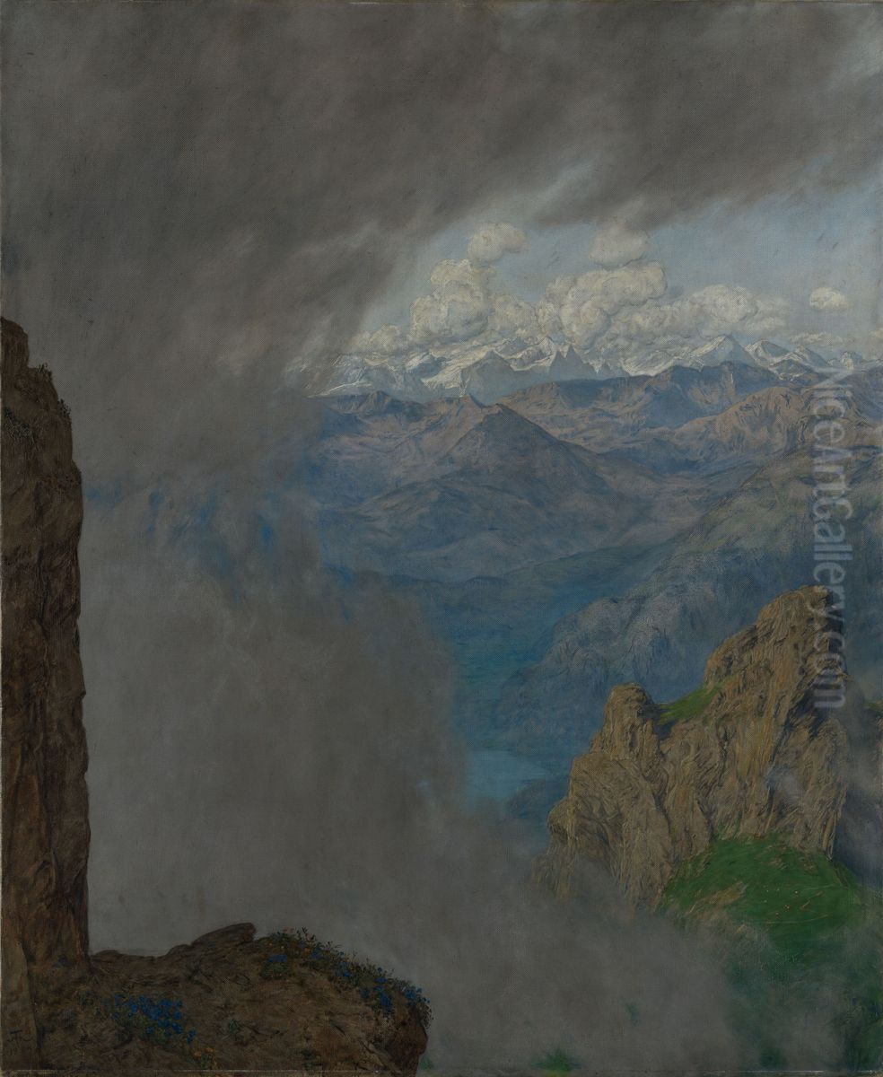 Blick vom Pilatus Oil Painting by Hans Thoma