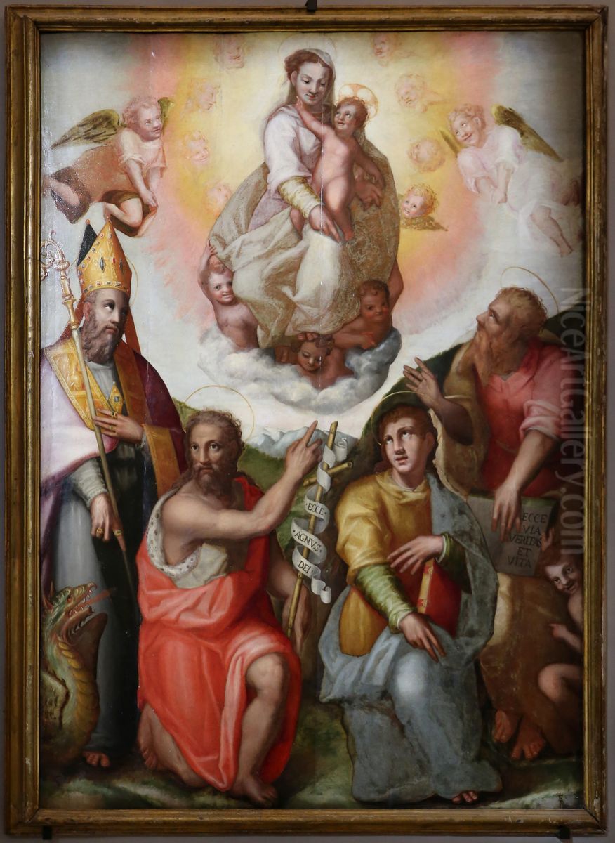 madonna in gloria e santi Oil Painting by Alessandro Forzori