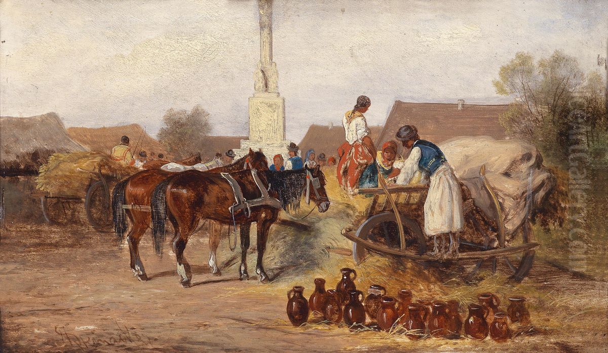 Am Topfermarkt Oil Painting by Alfred Steinacker