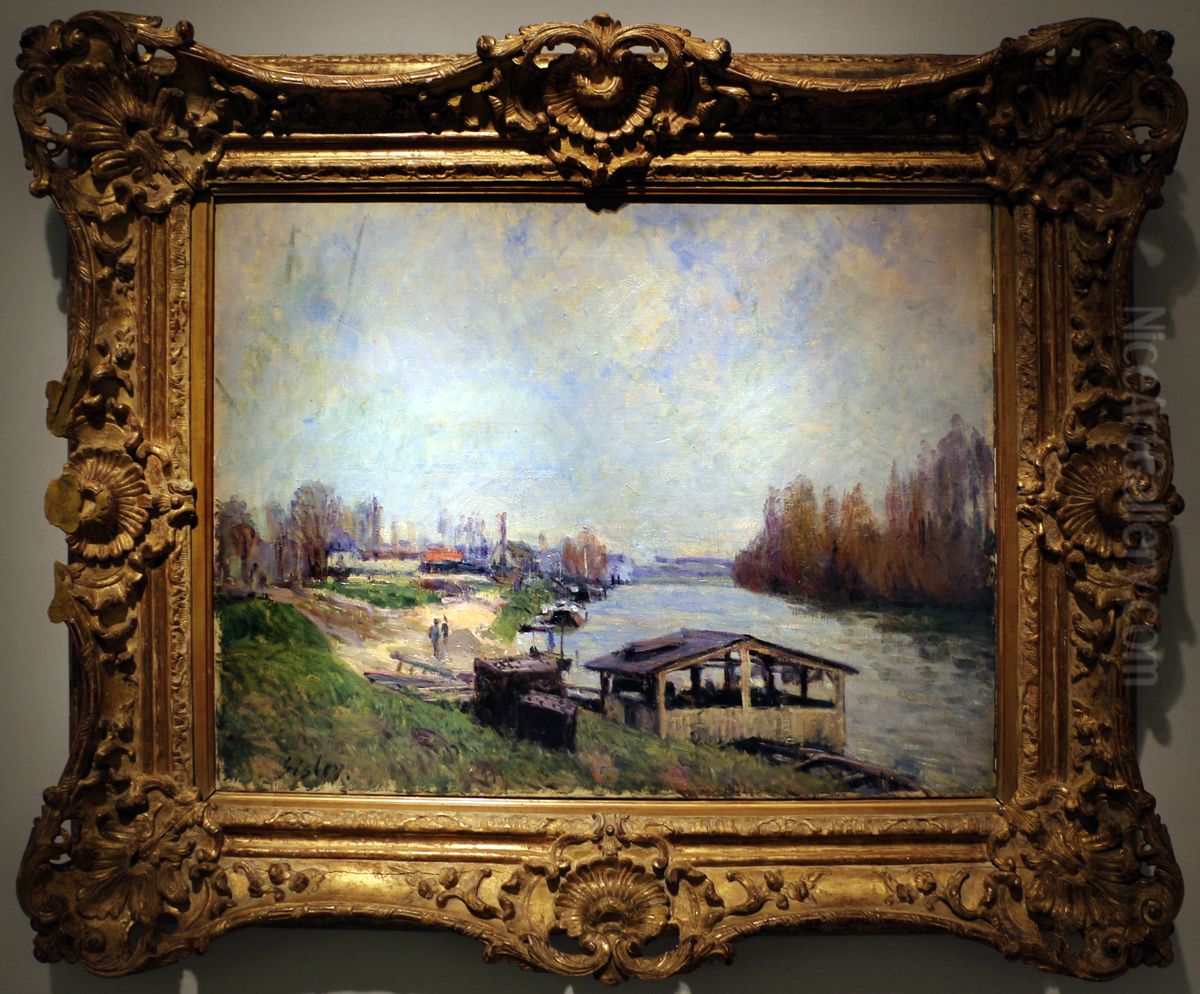 il lavatoio di billancourt Oil Painting by Alfred Sisley