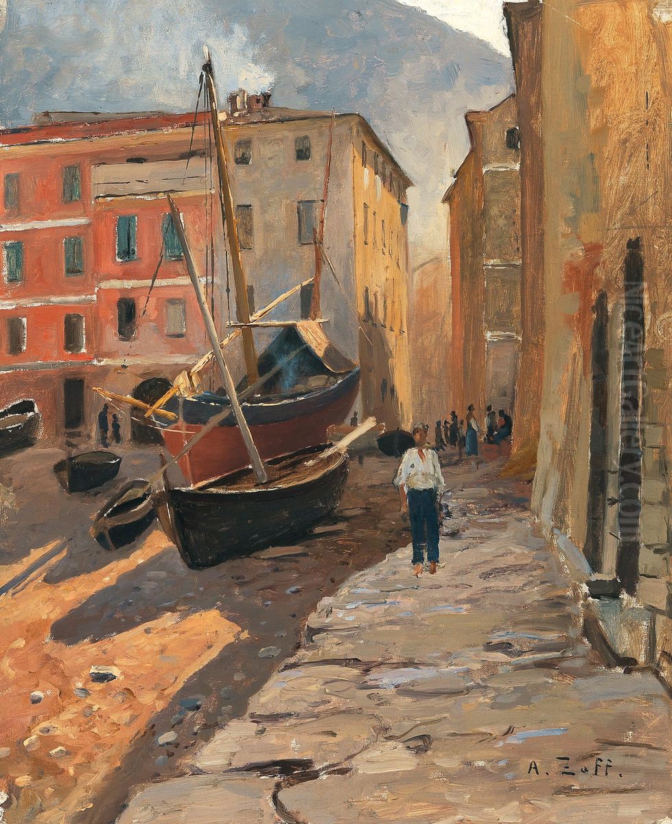 A harbour on the Riviera Oil Painting by Alfred Zoff