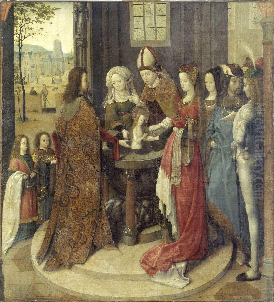 Taufe der Hl. Ursula Oil Painting by Master of the Cologne legend of St. Ursula