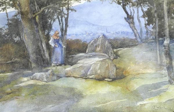 Figura Nel Paesaggio Oil Painting by Onorato Carlandi