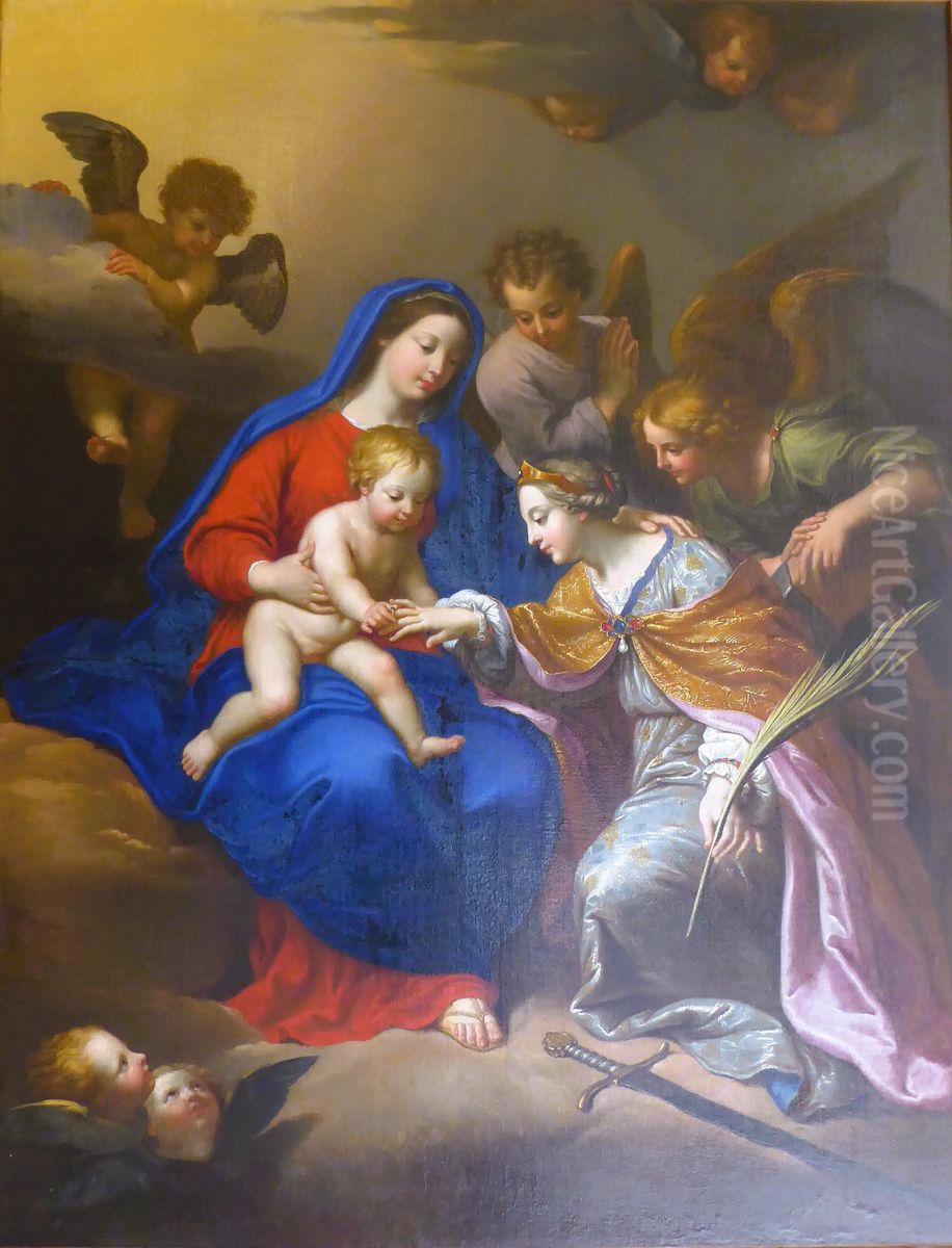 Die mystische Hochzeit der heiligen Katharina Oil Painting by Pierre Mignard I