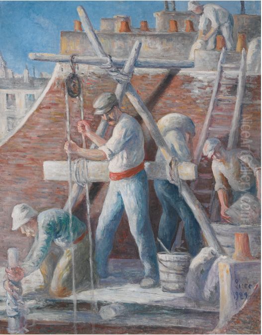 LES MACONS Oil Painting by Maximilien Luce