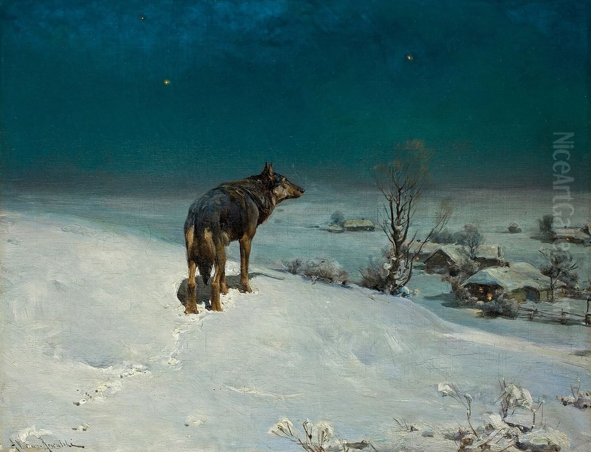 Wilk. Oil Painting by Alfred Wierusz-Kowalski