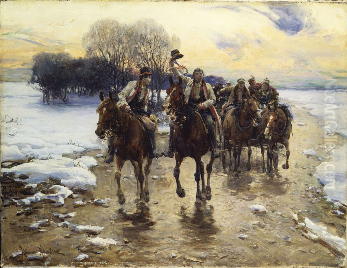 The Wedding Party Oil Painting by Alfred Wierusz-Kowalski