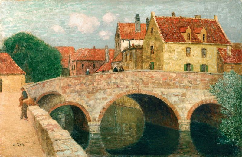 Quai des Menetriers in Brugge Oil Painting by Alfred Zoff