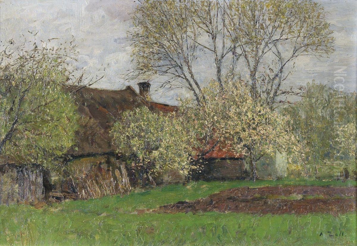 Motiv aus einem Dorfe bei Radkersburg Oil Painting by Alfred Zoff