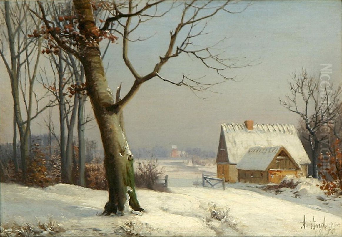 A winter landscape. Oil Painting by Anders Andersen-Lundby