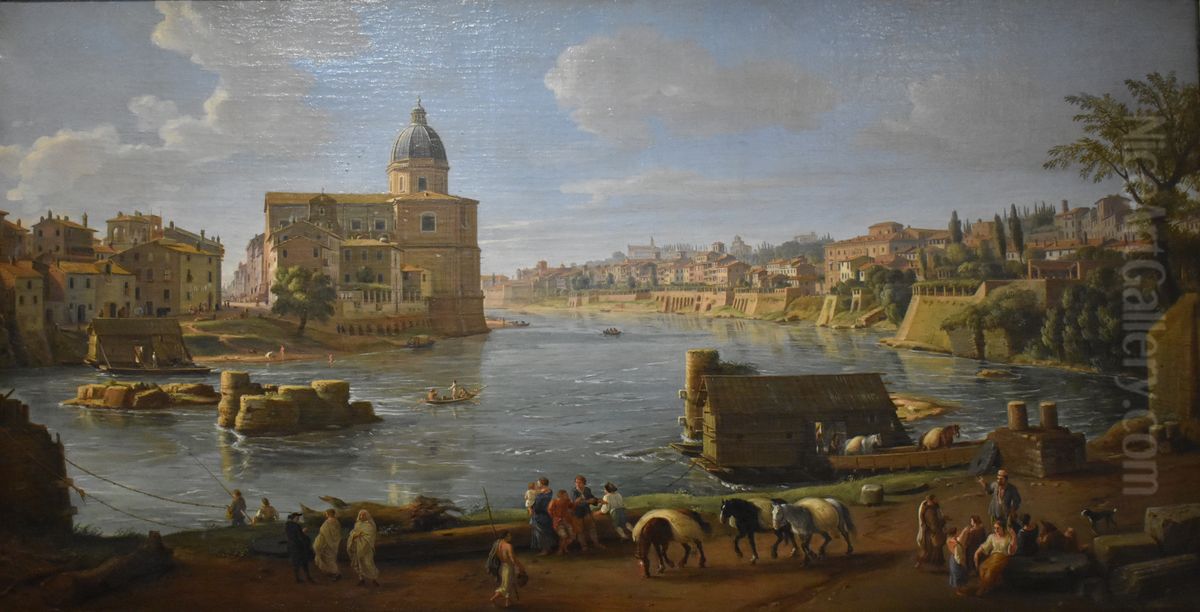Vue de Rome avec Saint-Jean des Florentins Oil Painting by (circle of) Wittel, Gaspar van (Vanvitelli)
