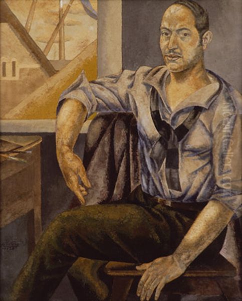 Retrato del pintor Victorica, 1929 Oil Painting by Alfredo Guttero