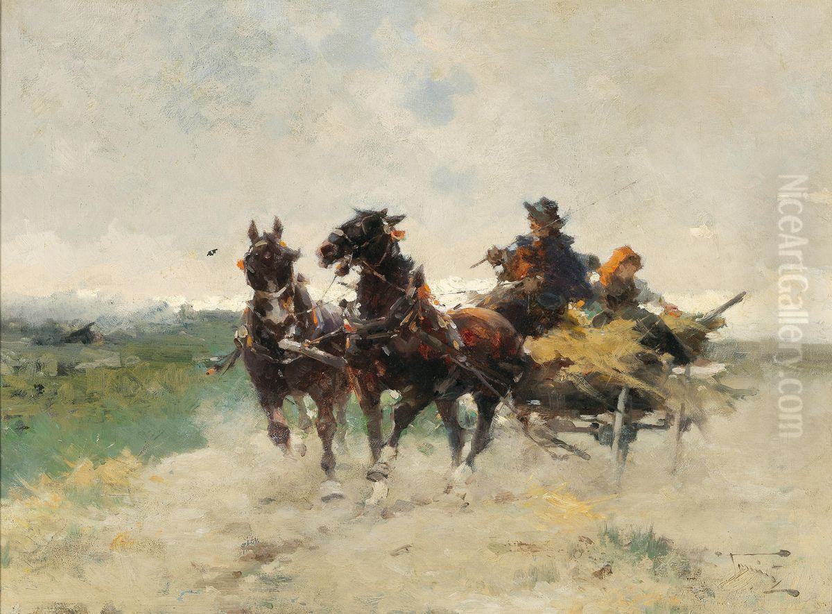 Returning Home from the Fields Oil Painting by Alfredo Tominz