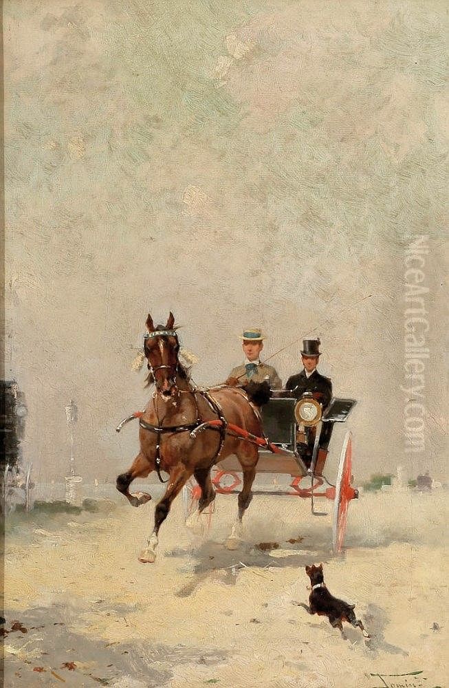 Carriage riding Oil Painting by Alfredo Tominz
