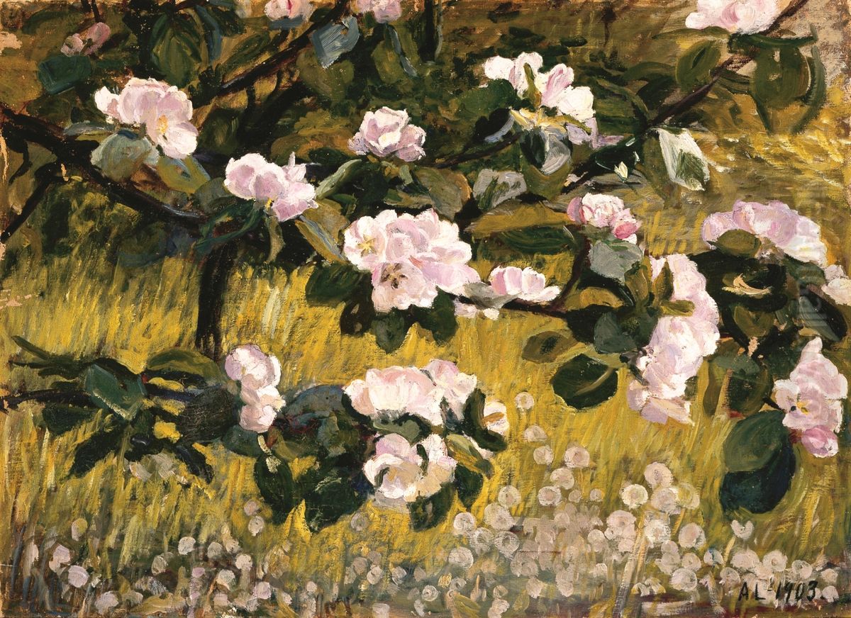 Flowering apple tree Oil Painting by Alhed Larsen