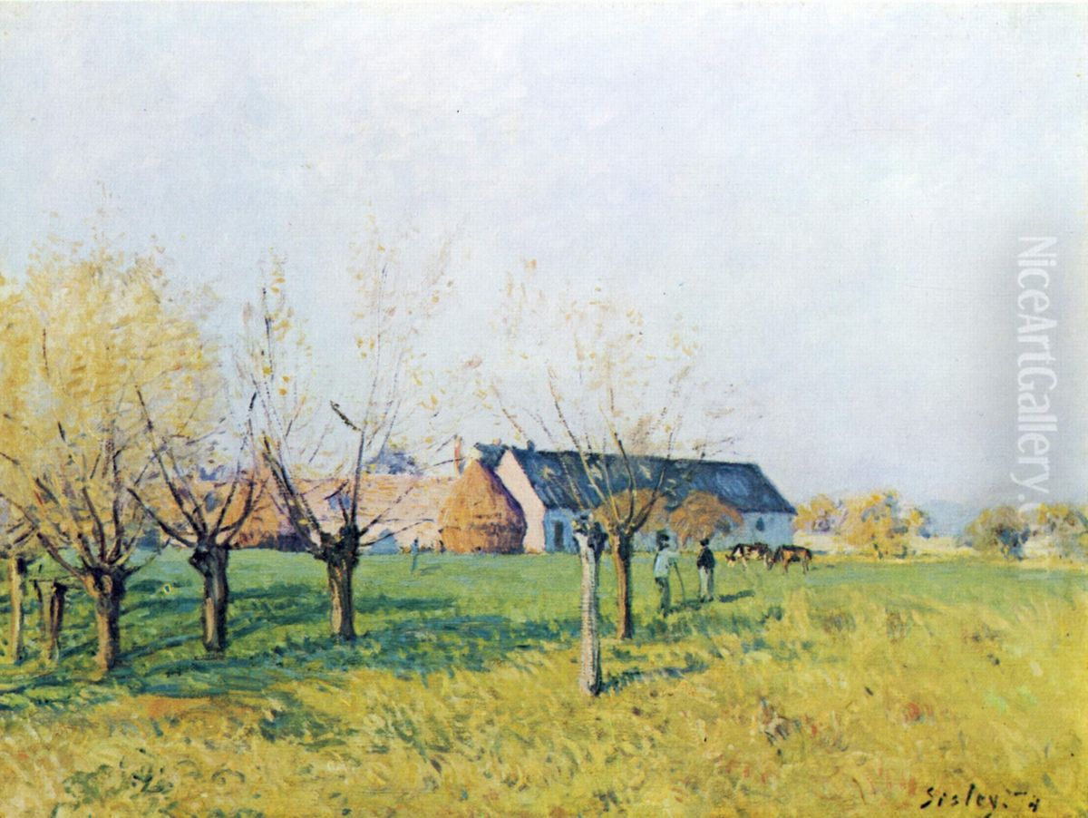 Bauernhof zum Hollenkaff Oil Painting by Alfred Sisley