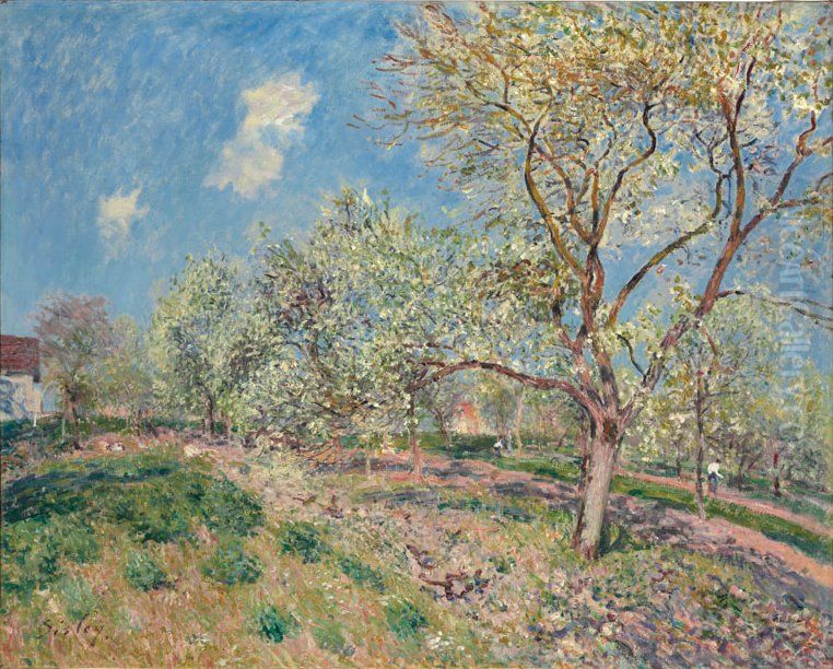 Spring in Veneux Oil Painting by Alfred Sisley