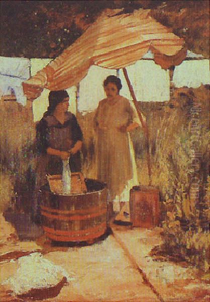 Washing clothes Oil Painting by Alfredo Andersen