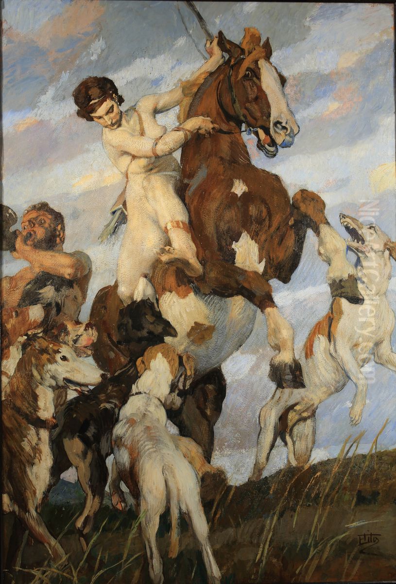 Diana the Huntress Oil Painting by Ettore Tito