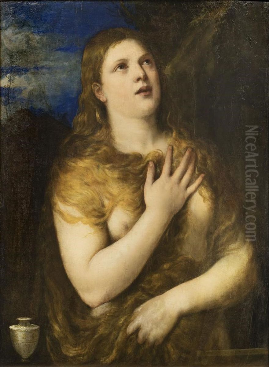 Penitent Magdalene Oil Painting by Titianand workshop