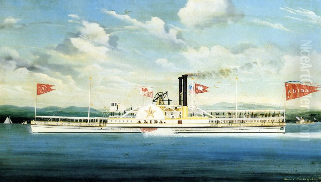 Alida, Hudson River steamer Oil Painting by James Bard